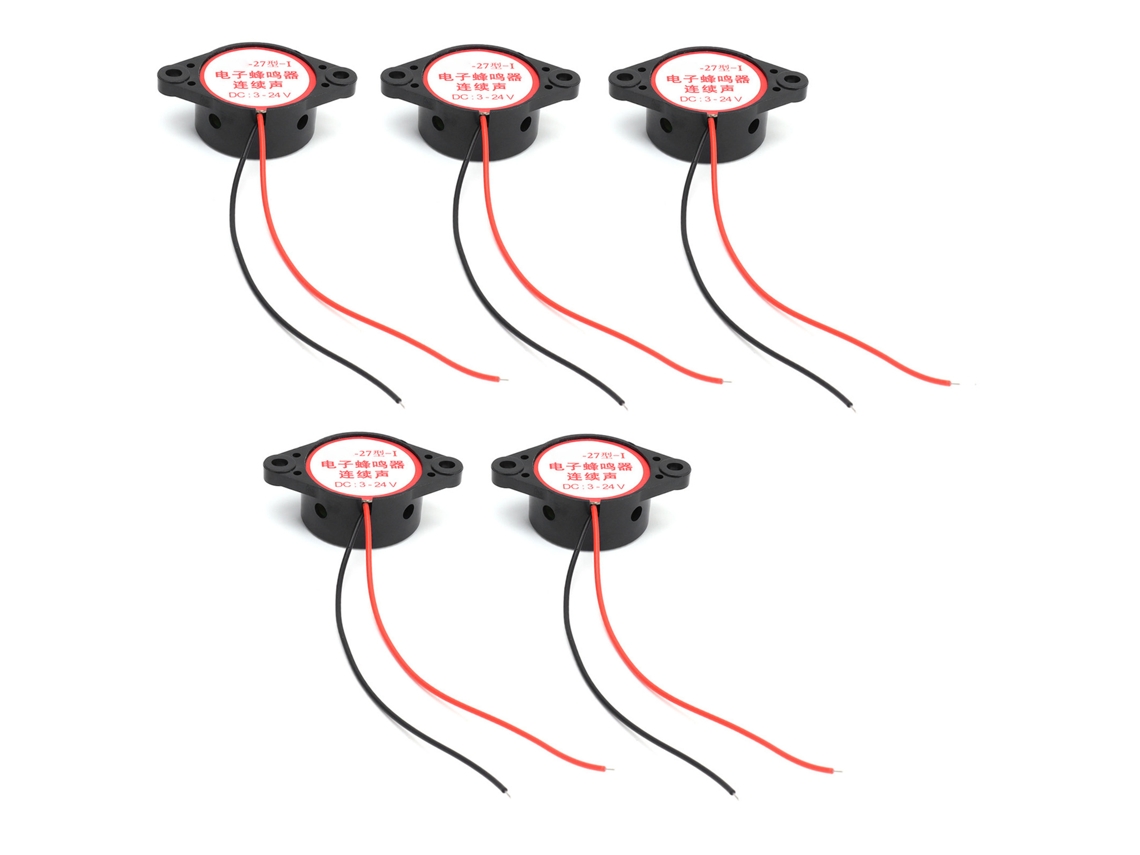 5 Peças Buzzer de Alarme Pitão Ativo Bip Contínuo Som Alto Decibel 95db Dc3 24v Preto S/MARCA