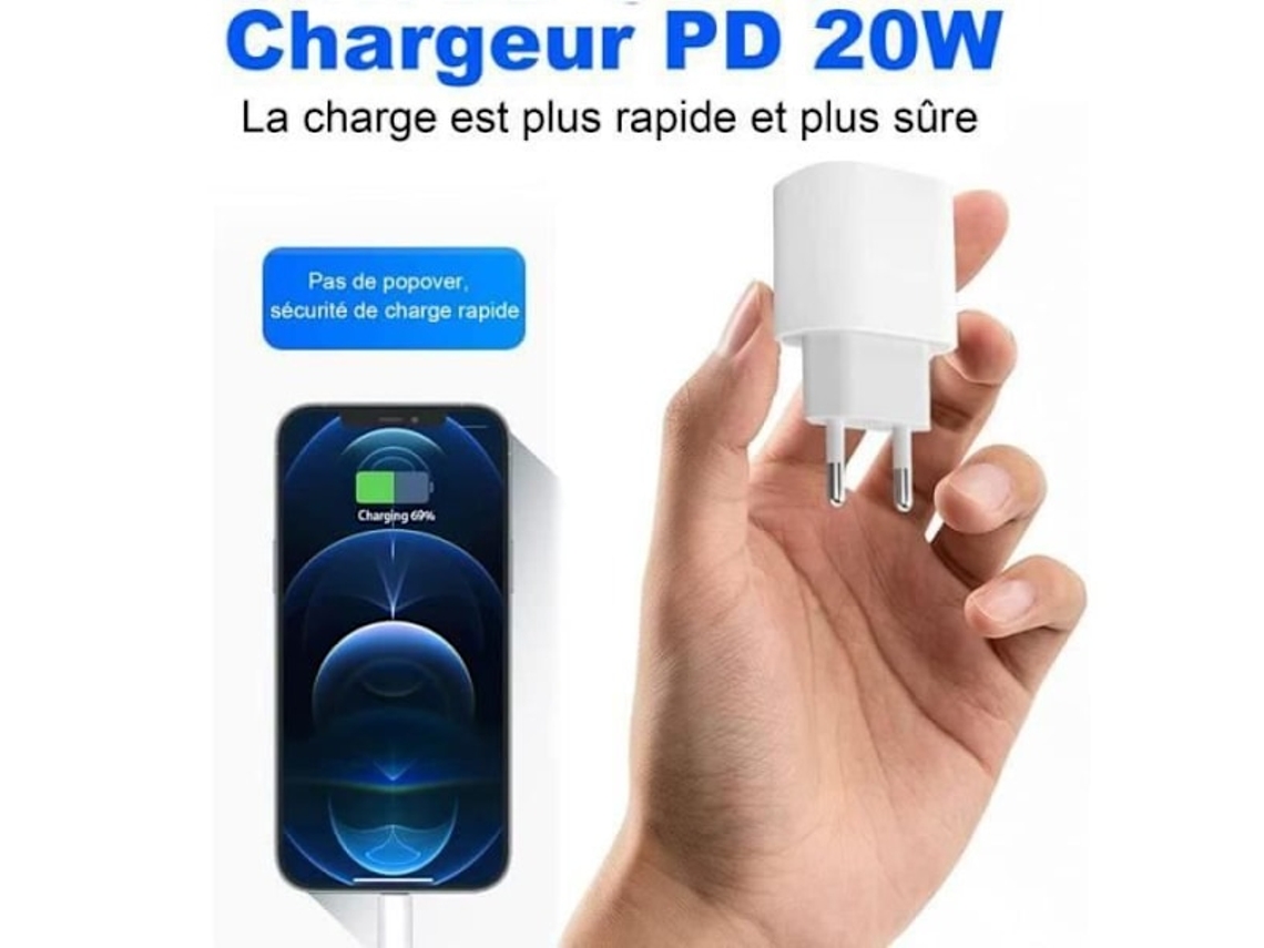 Kit Carregador E Cabo 20w Lightning 2 M Rápido Branco Compatível Com Iphone E Ipad