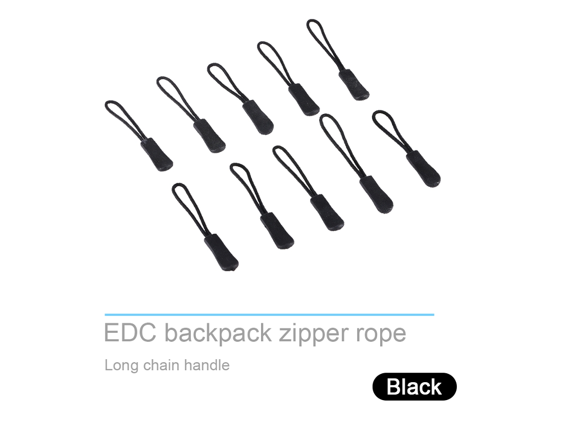10 Puxadores de Zíper para Bolsa Edc Preto