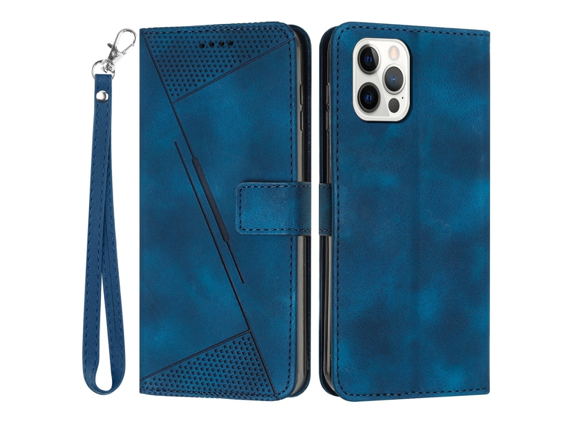 Capa Em Couro Pu Com Pega Para Apple Iphone 16 Pro Max - Safira