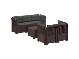 Maison Exclusive - Sofá De Jardim De 5 Pessoas Com Almofadas Visual De Rattan Pp