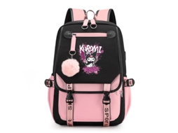 Mochila Escolar Com Bolsa De Ombro, Cores Preta, Rosa Para Estudantes