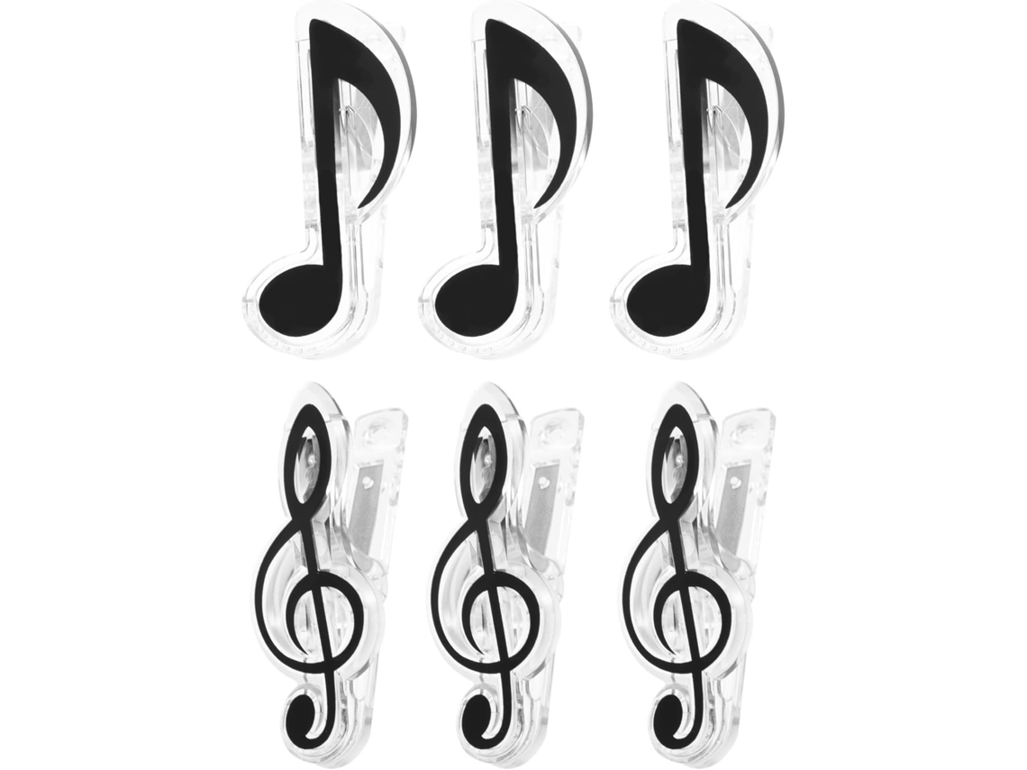 Gadpiparty - Conjunto de 6 prendedores, prendedores de plástico e faixa metálica, duráveis e fáceis de usar para partituras e livros de música. Ideias para...