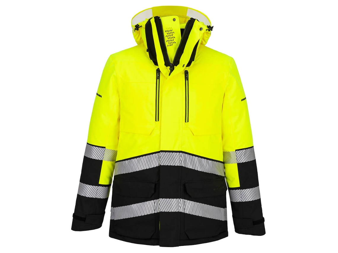 Parka de trabalho de alta visibilidade Expedition EV4 | Capa de chuva amarela/preta / XXXL