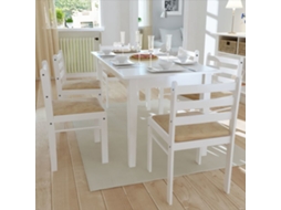 Cadeiras De Jantar 6 Pcs Madeira Maciça Branco E Veludo Lovely Home