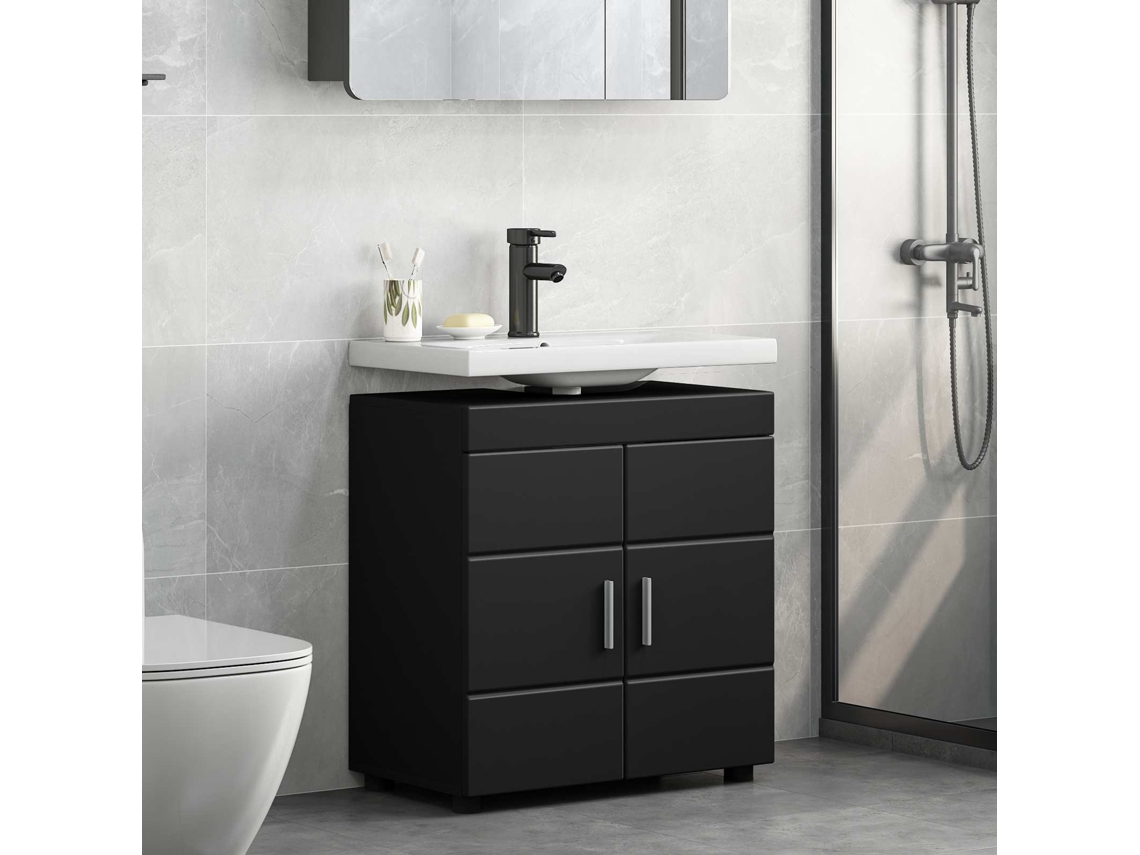 Vidaxl Conjunto De Armários Para Banheiro Tulum Preto 60 X 34 X 63 Cm