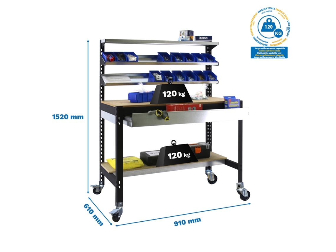 Bancada De Trabalho Metálica Simonwork Mobile Bt1 Box 900 Antracite/madeira