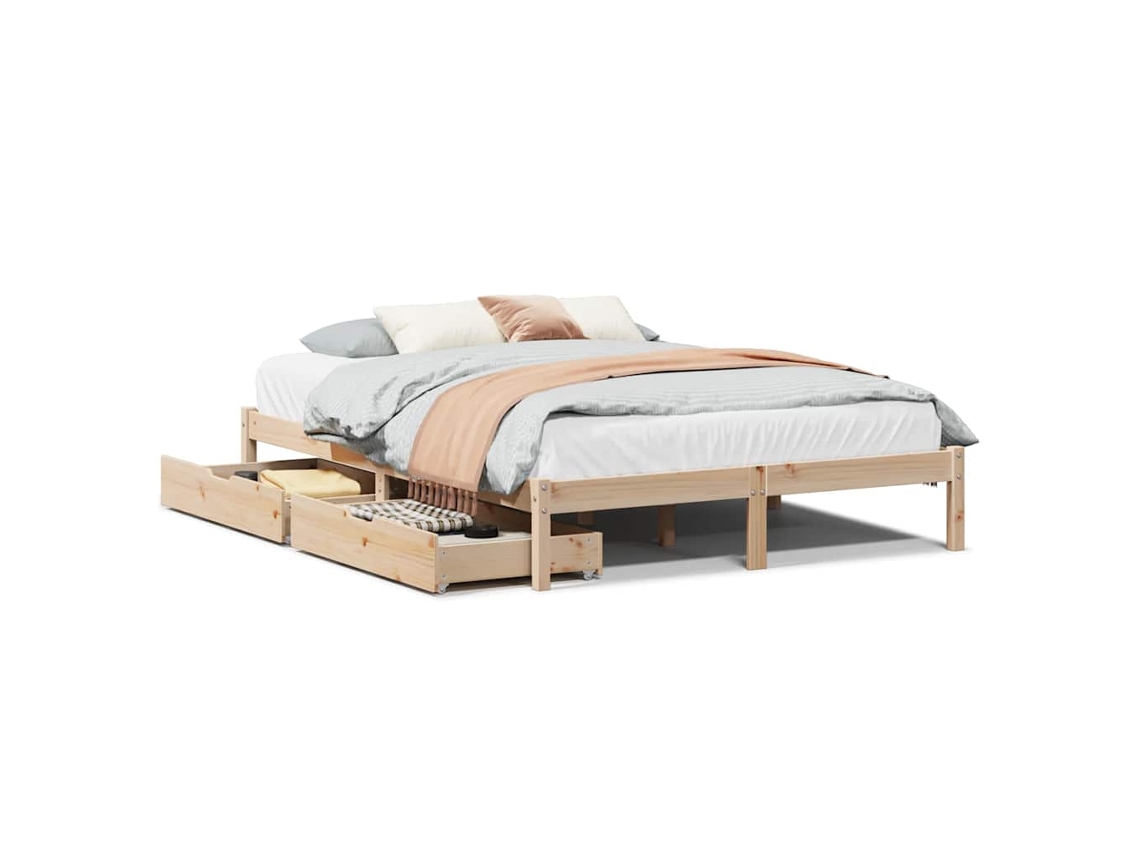 Cama Sem Colchão 135x190 Cm Madeira de Pinho Maciça MAISON EXCLUSIVE