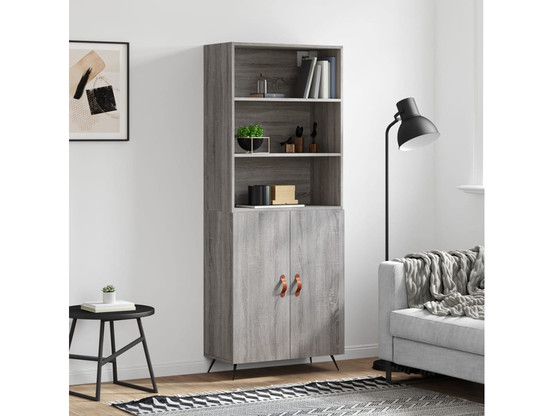 Vidaxl Armário Alto 69,5x34x180 Cm Derivados De Madeira Sonoma Cinza