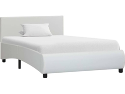 Bed Frame, Bed Frames Vidaxl Branco Couro Artificial (100 X 200 Cm)