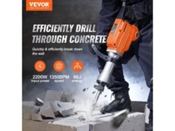 VEVOR Disjuntor de Concreto Elétrico de Martelo de Demolição 2200W com 6 Bits de Cinzel