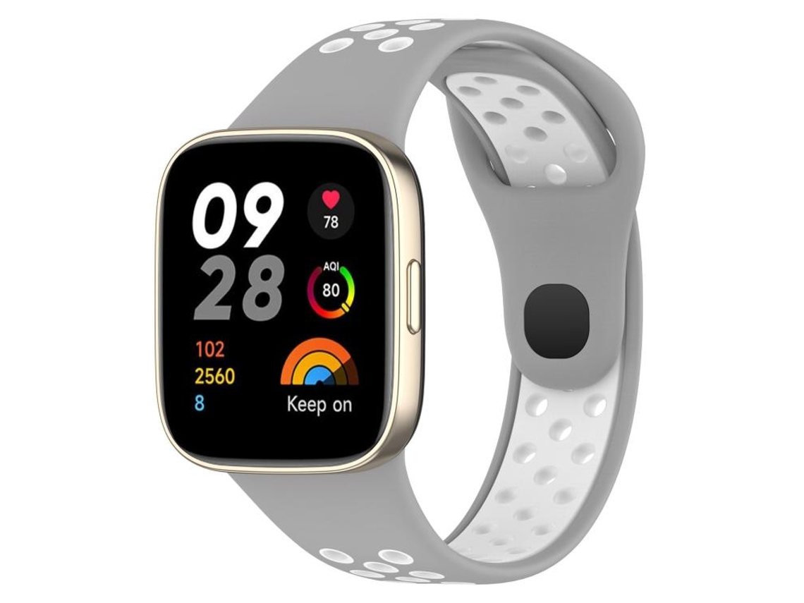 Bracelete para Redmi Watch 3 XIAOMOYU em Silicone Esportivo com Botão de Pressão Cinza e Branco