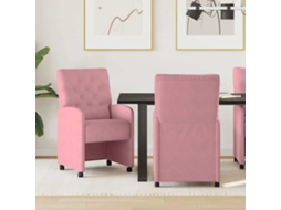 Vidaxl Cadeiras De Jantar Com Rodas 2 Unid. Veludo Rosa