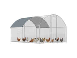 Galinheiro Externo Com Telhado Impermeável E Trava, Aço Galvanizado, 2,8 X 3,4 X 1,9 M, Prata
