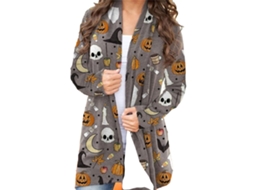 Vestido Feminino Laxiscreed Manga Longa Halloween Aberto Estampado Casual Confortável Tamanho 6 Xxl