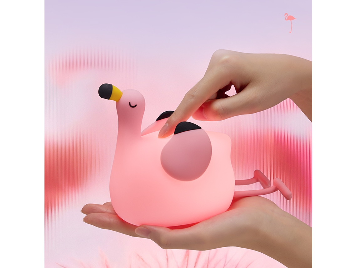Luminária Noturna De Led Em Silicone Com Sensor De Toque Em Formato De Flamingo E Design De Silicone.
