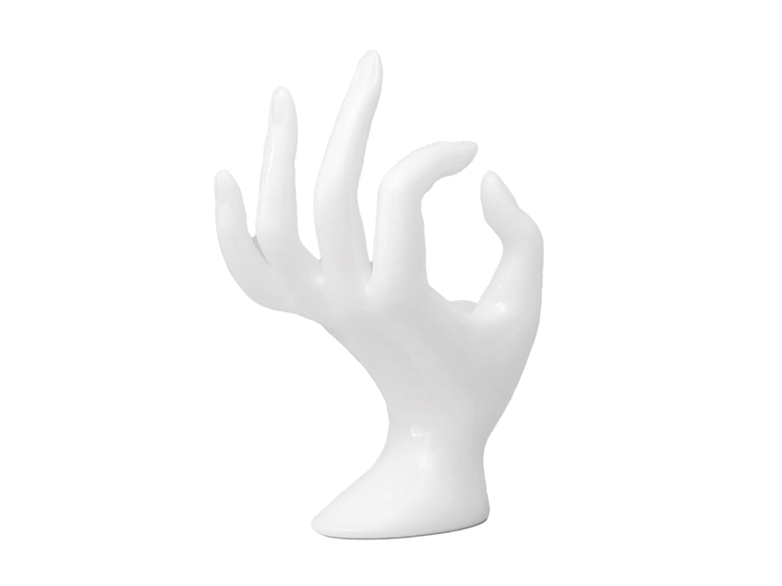 Suporte para Anéis em Forma de Ok de Resina, Elegante e Multiuso para Exibição de Jóias Branco
