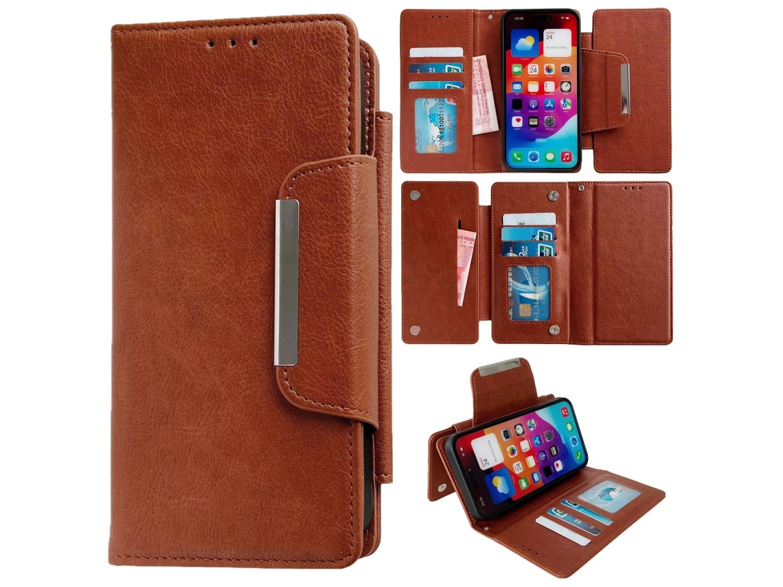 Capa Para Iphone 14 Pro Max Pele Sintética Castanho