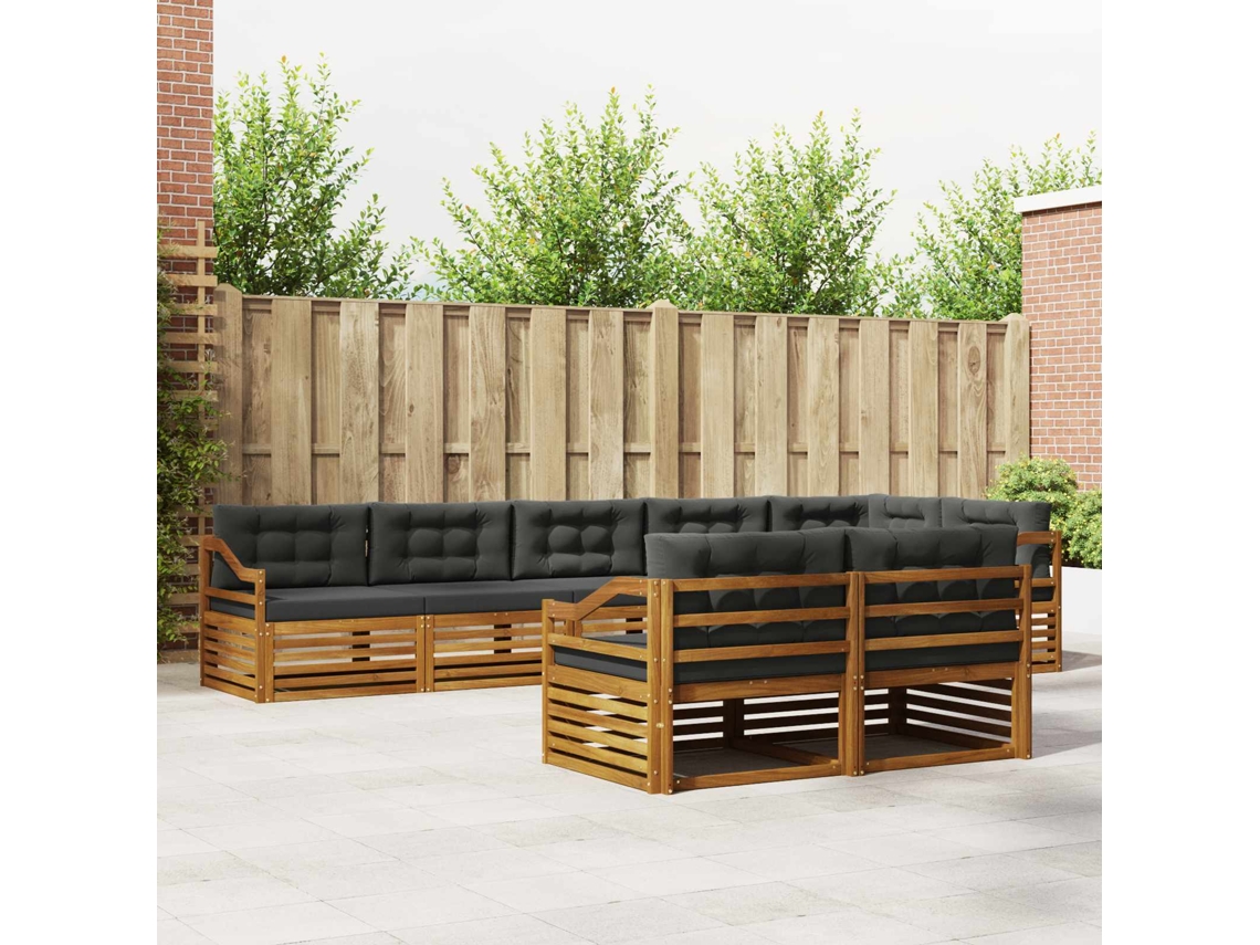 Vidaxl Conjunto De Sofás Para Exterior 8 Pcs Natural E Antracite