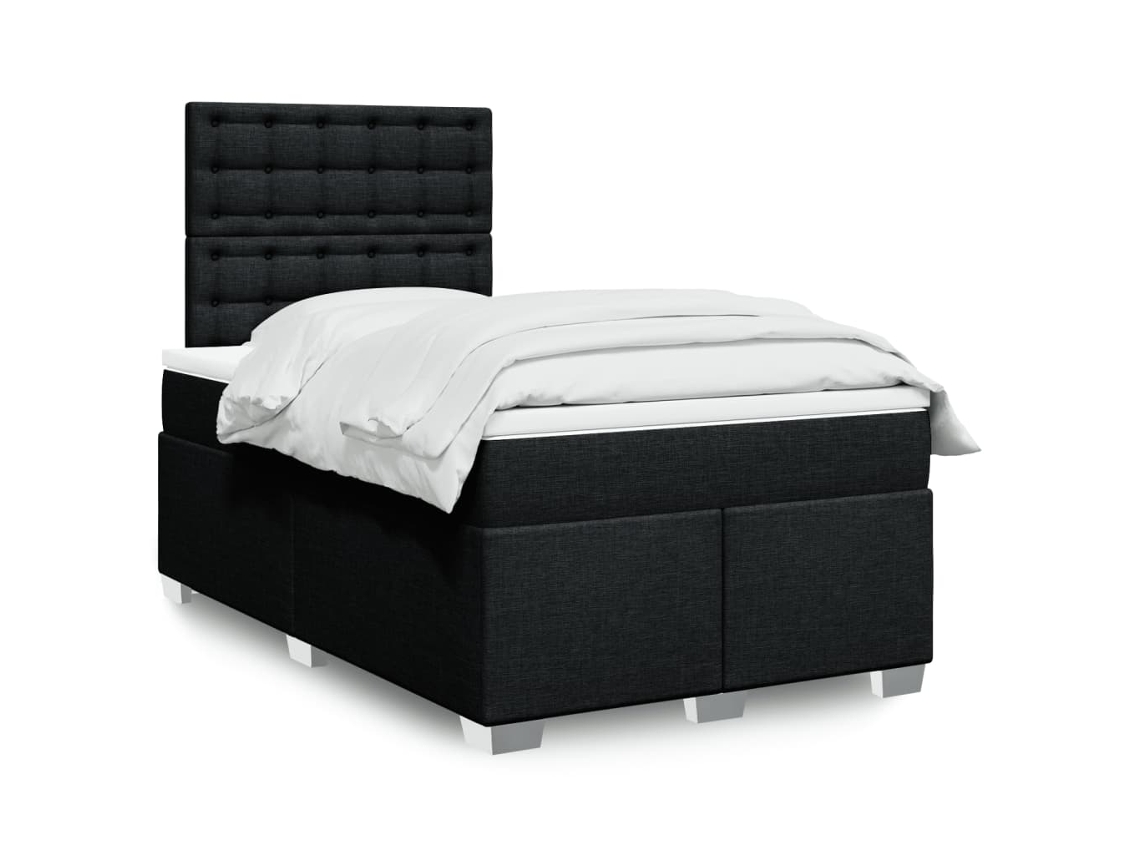 Vidaxl Cama Com Molas/colchão 120x200 Cm Tecido Preto
