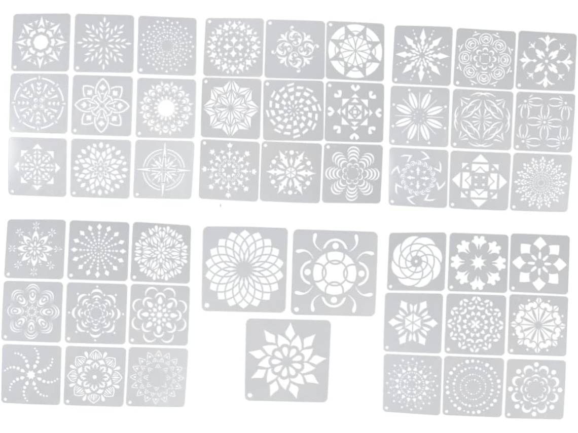 Conjunto De 48 Estênceis Para Pintura De Mandala, Diversos Desenhos, Para Projetos De Decoração "faça Você Mesmo".