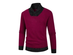 Suéter Casual Fasst de Manga Longa com Blocos de Cor, Gola V ou Gola de Xale para Homens