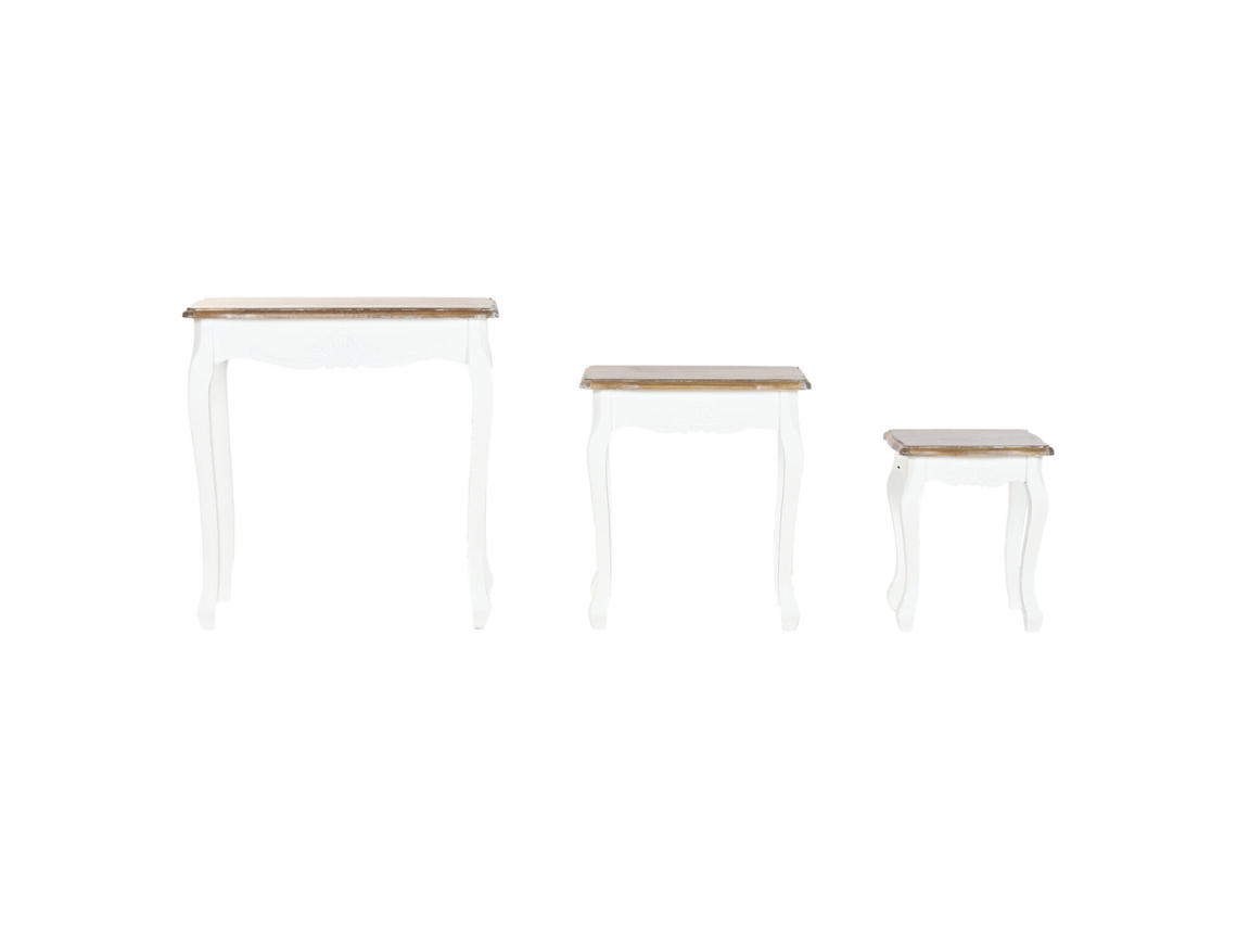 Conjunto de 3 Mesas Laterais de Abeto Natural, 60x40x61cm ALEXANDRA HOUSE LIVING
