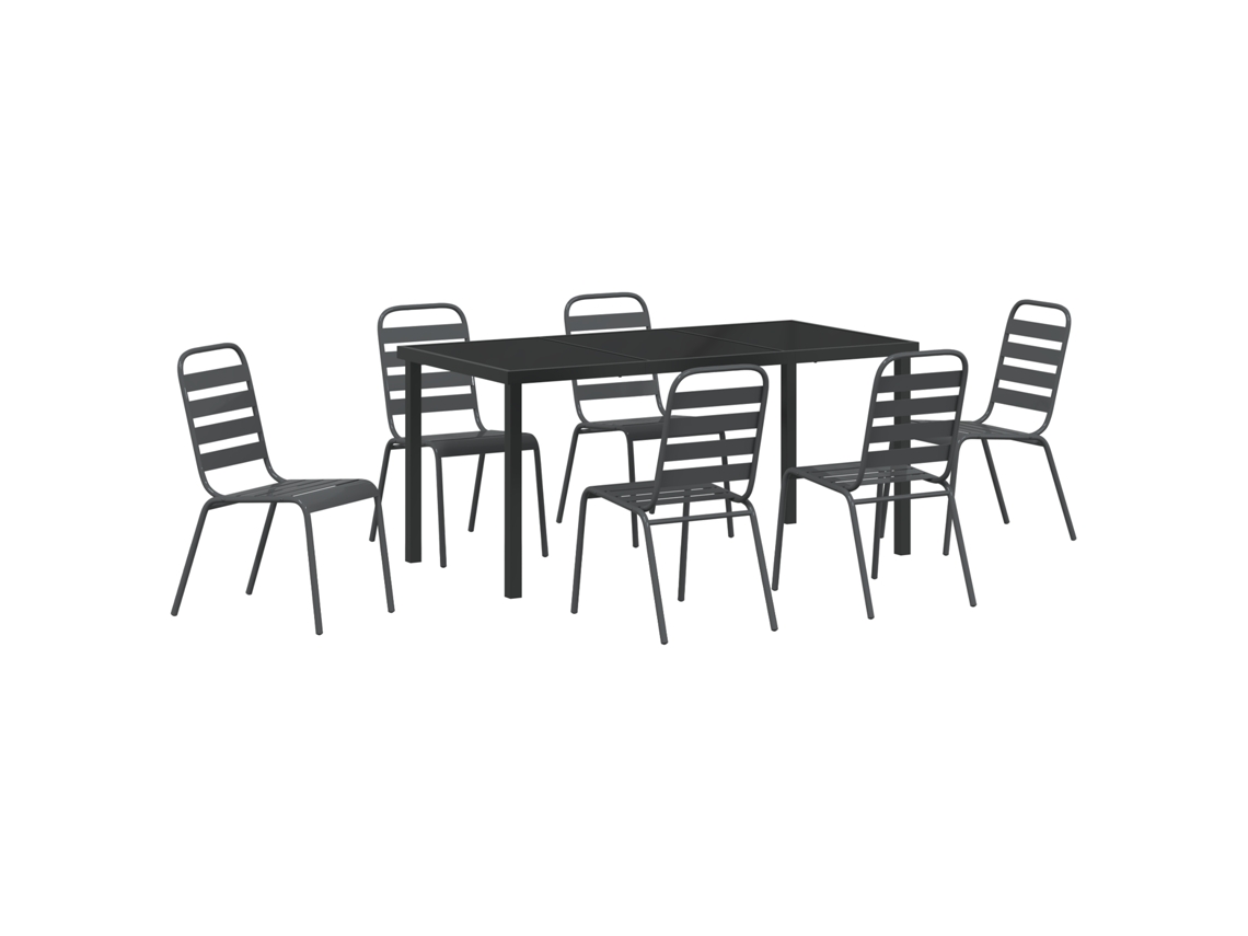 Conjunto 7 De Jantar Para Jardim De Vidaxl Em Aço Cinza Escuro