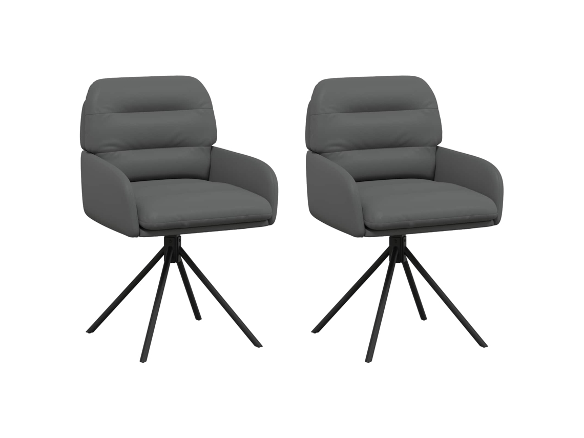 Conjunto 2 Cadeira De Jantar Giratória Vidaxl Cinzento Couro Sintético (59 X 59,5 X 90 Cm)