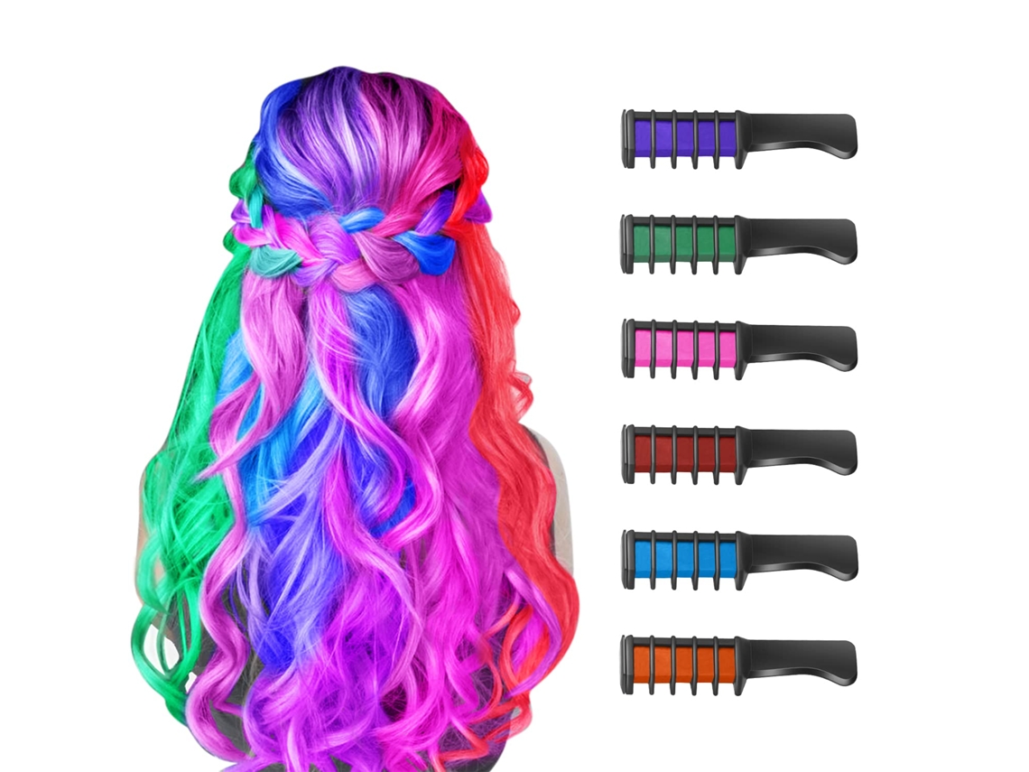 Novo Pente de Giz de Cabelo Temporário Tintura de Cor de Cabelo Brilhante para Meninas Crianças Giz de Cabelo Lavável para Meninas 10 JEDBESETZT