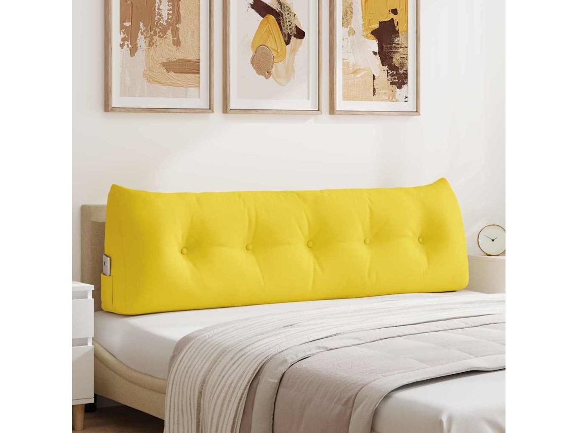 Vidaxl Travesseiro Para Costas Amarelo Claro 160 X 24 X 50 Cm Tecido