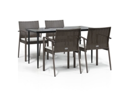 Conjunto de 5 Jantar para Jardim com Almofadões Vime Pe e Aço MAISON EXCLUSIVE (5pcs)