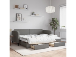 Sofá cama con cajones 80x200 cm Tela gris oscuro