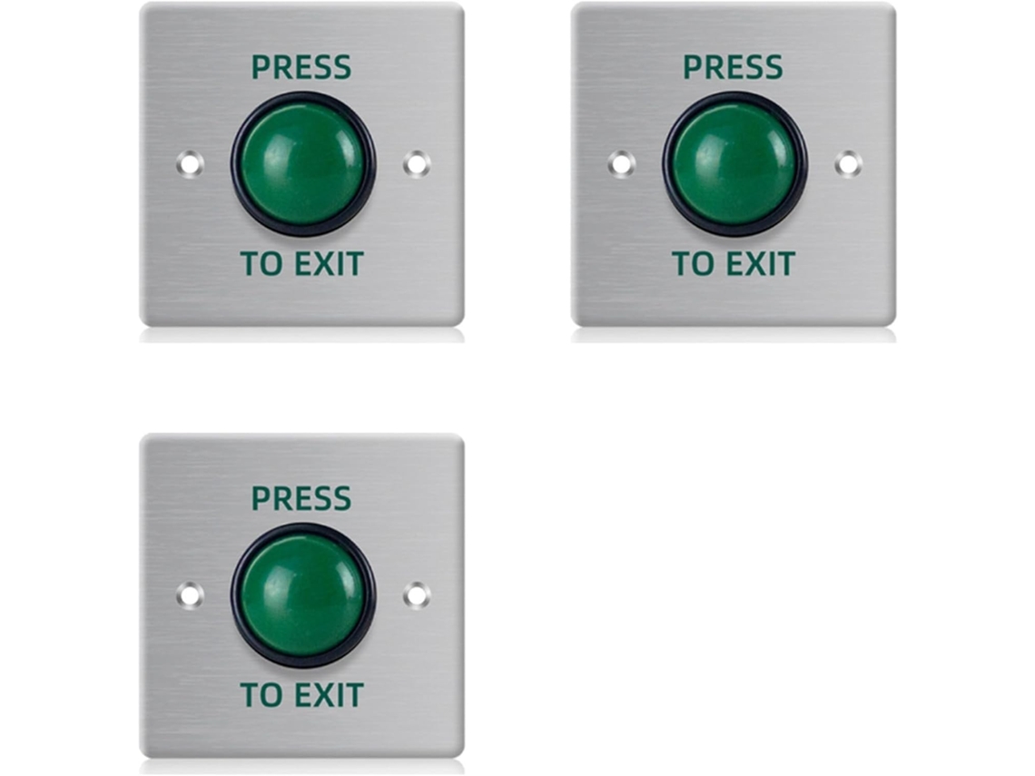 Botão de abertura de porta, 3 unidades, controle de acesso para portas em aço inoxidável, entrada de porta