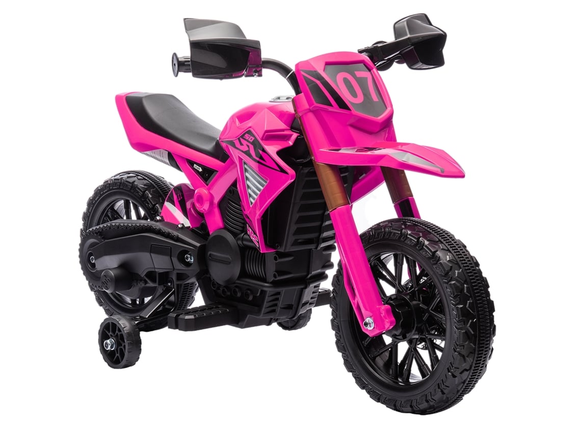 Motocicleta Elétrica 12v Para Crianças Com Rodinhas, Buzina E Som De Partida, 3 Km/h, Rosa