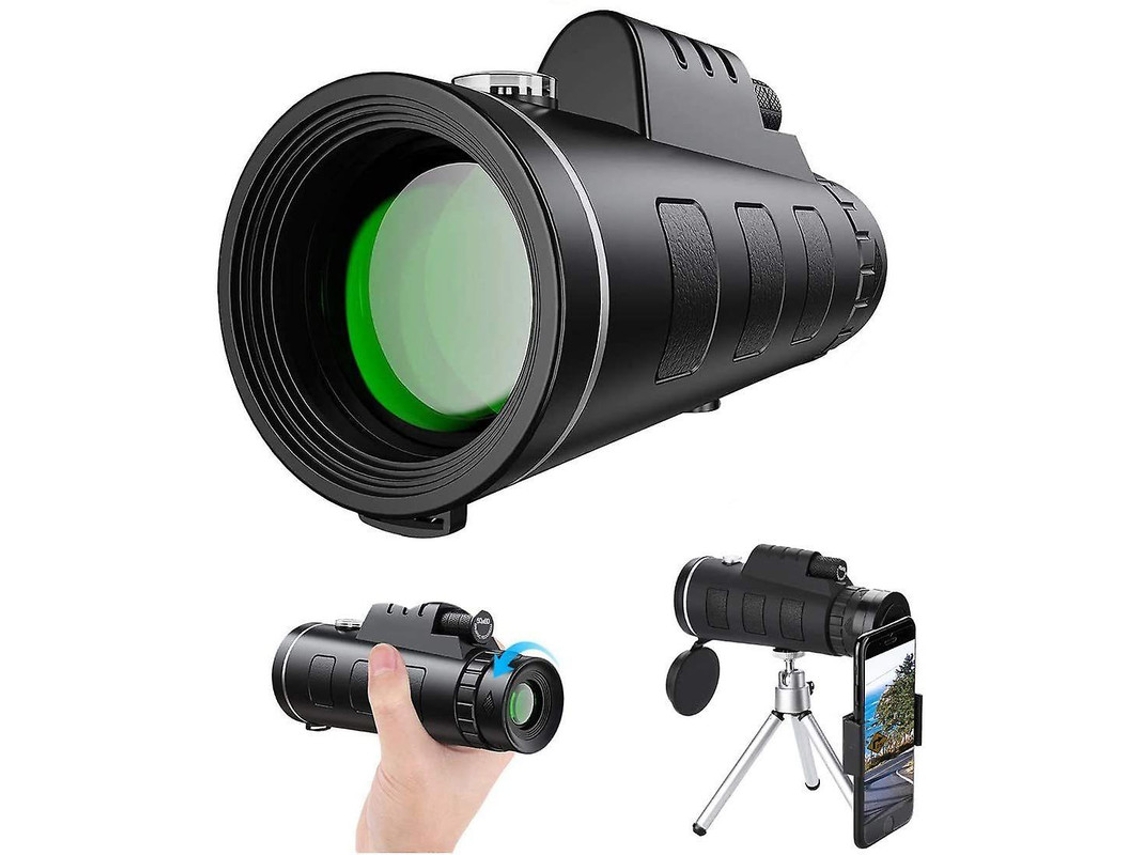 Telescópio Monocular 40x60 Hd Dual Focus Ip68 Tripé Adaptador Smartphone Observação Pássaros Acampamento Viagens Preto Yizhood