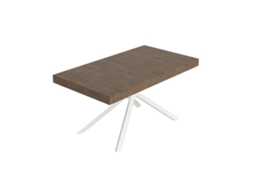 Mesa Extensível Niket Em Nogueira 160/244x80 Cm Com Pés Brancos Itamoby