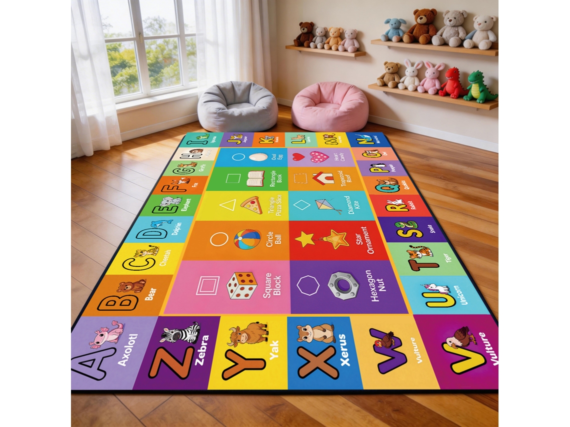 Tapete Para Brincar Chrui - Antiderrapante Com Alfabeto Abc E Animais Para Aprendizado - 50*80cm - Cartas 08