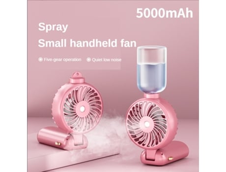 Ventoinha de Mão Portátil com Spray Dobrável Usb Recarregável 5000Mah BDL23 Rosa