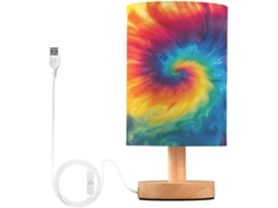 Abajur De Cabeceira Tie Dye Para Quarto, Com Portas De Carregamento Usb C, Luminária De Mesa Cabeceira, Luminária De