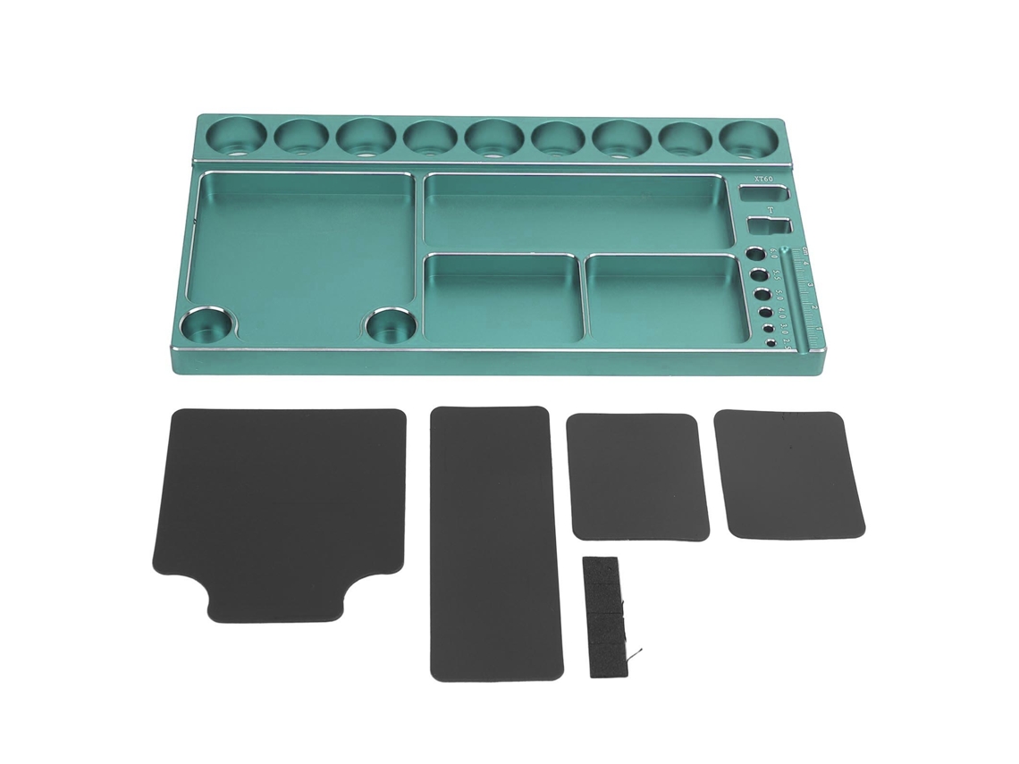 Mali prateleira de Armazenamento de Ferramentas de Parafuso Rc com Imãs em Alumínio Anti deslizante para Carros Rc 1/8 1/10 1/12 Verde