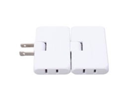 Extensor de tomada de parede plana de 3 vias com 2 pinos e etiqueta giratória, 110-240 V (pacote com 2)