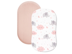 Lençóis De Berço, Conjunto Com 2 Protetores De Colchão Elásticos E Respiráveis, Ajuste Perfeito 360° (rosa - Elefante) Spqment
