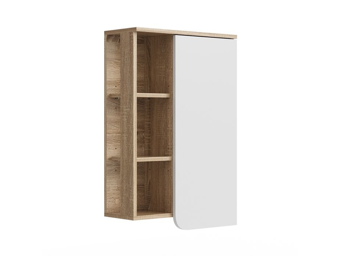 Móvel de parede para banheiro Karen, 50 x 75 cm com porta e compartimentos abertos, Sonoma/branco, Vicco