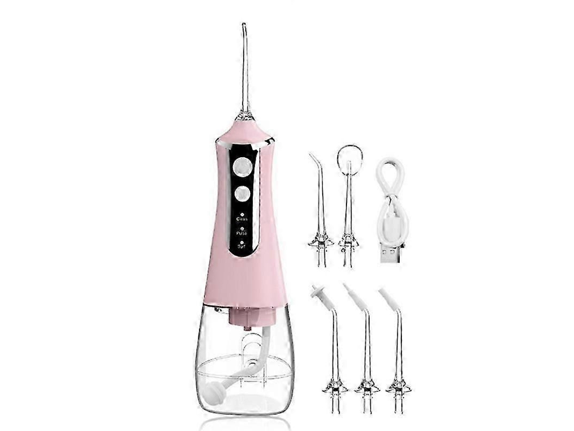 Irrigador Bucal Portátil com Jato de Água de Alta Pressão, Limpador de Dentes com Fio Dental, 1600 a 800 Lavagens Rosa TAISHENGDA
