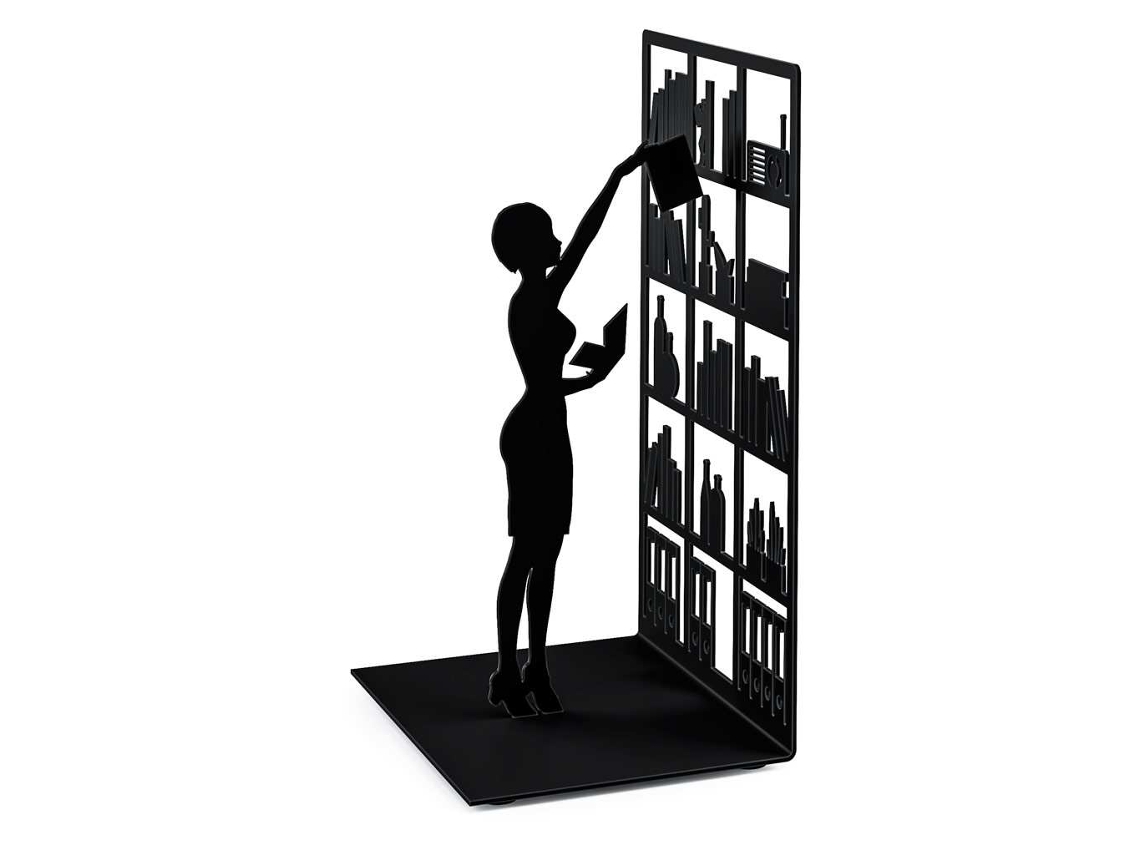 BALVI Bookend a Biblioteca Preto