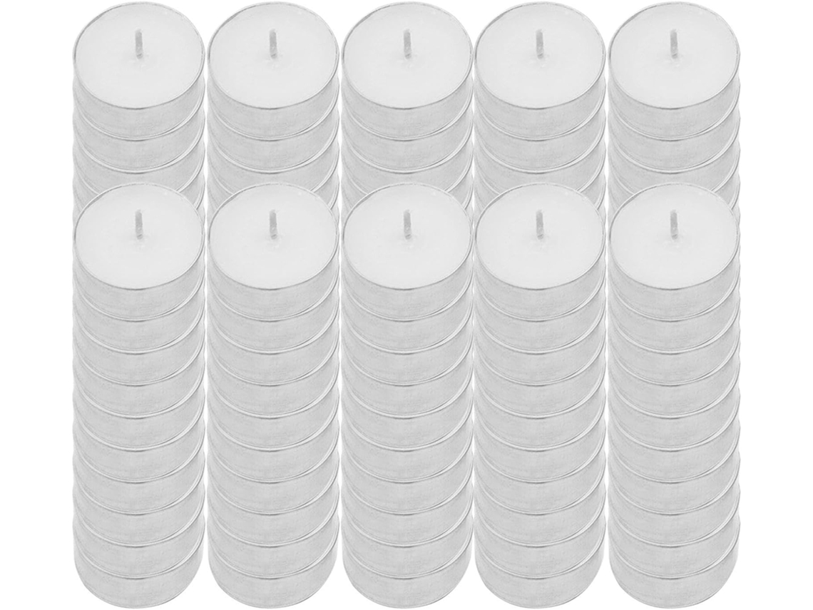 Velas Tealight Brancas Sem Perfume | 100 Velas Tealight Brancas Sem Fumaça E Sem Gotejamento Mini Gokoco
