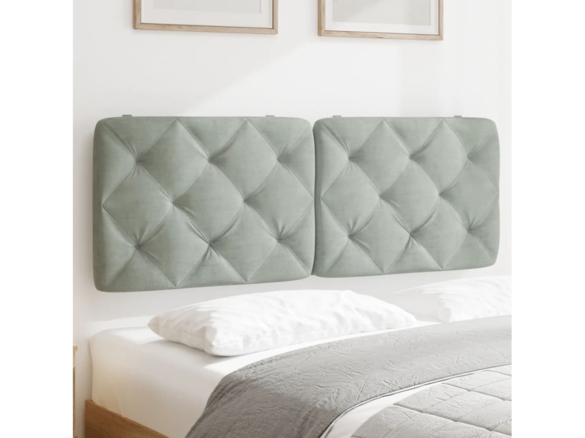 Vidaxl Almofadão De Cabeceira 120 Cm Veludo Cinzento-claro