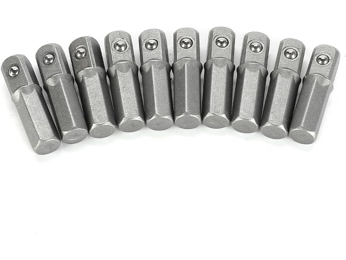 Conjunto De 10 Adaptadores Soquete, Haste Hexagonal 1/4" Para Encaixe