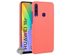 Capa Dura De Imitação De Couro De Crocodilo Para Huawei Y6p Vidro Temperado - Vermelho